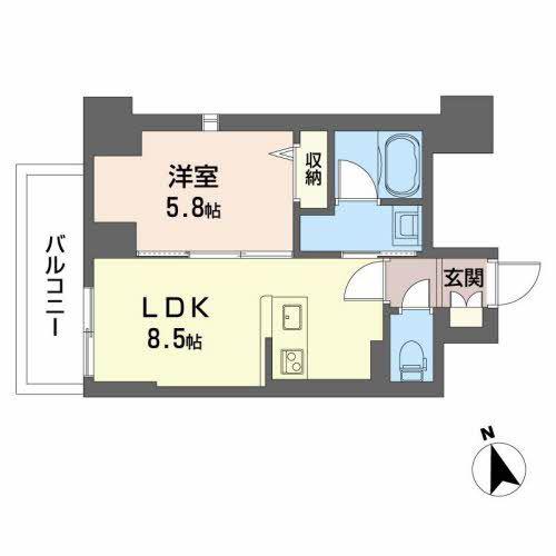 サザンクレストなんば南(1LDK/5階)の間取り写真