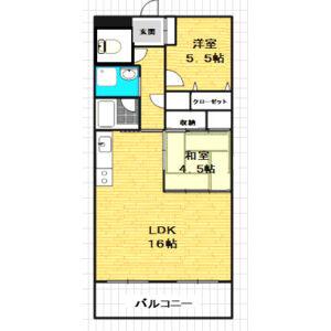 ブルーデル東一社(2LDK/1階)の間取り写真