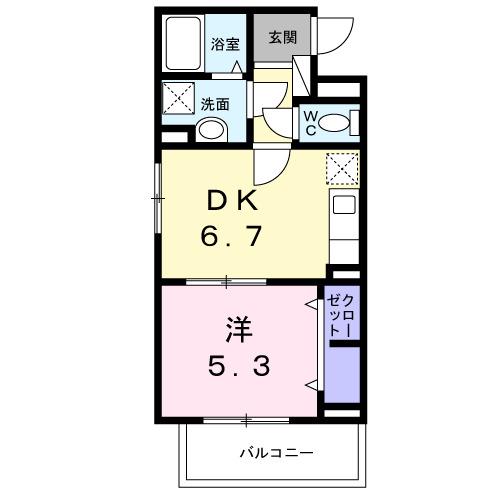 アステリア(1DK/2階)の間取り写真