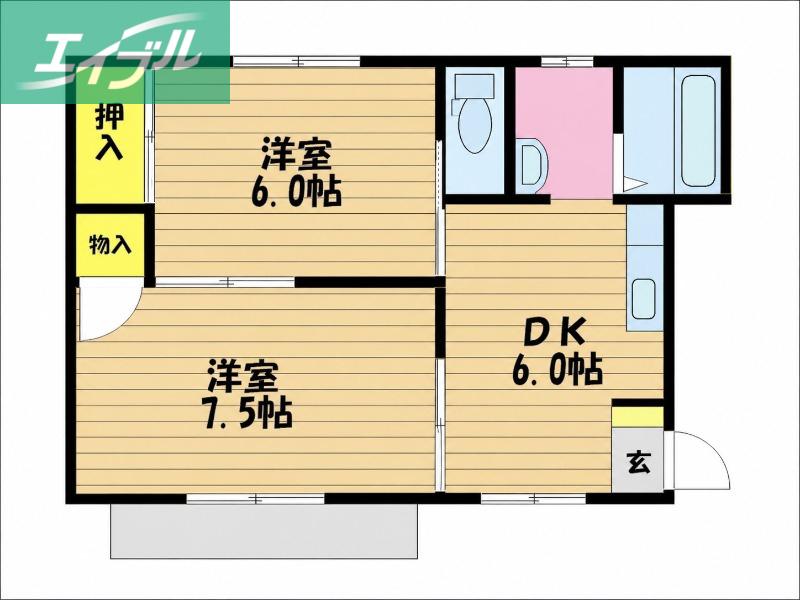 メゾンナンバ(2DK/2階)の間取り写真
