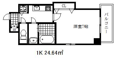 ラグゼ芦屋南(1K/2階)の間取り写真