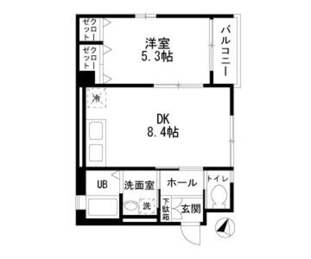 ベルジュ田園調布D棟(1DK/2階)の間取り写真