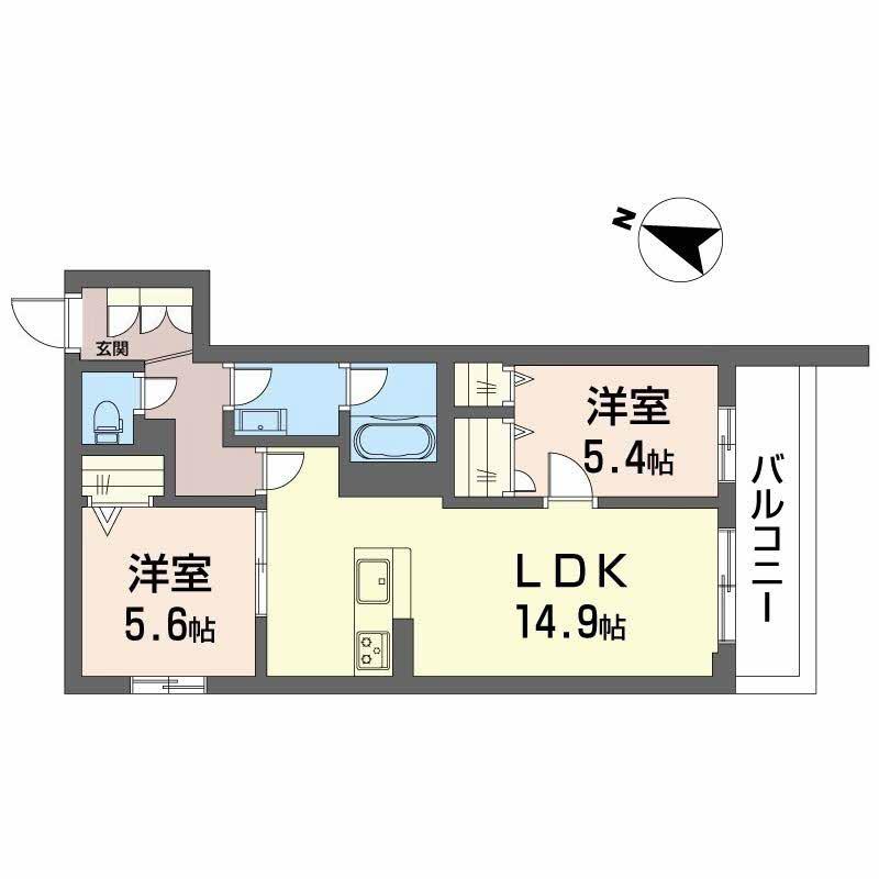 シャーメゾン ルミエール(2LDK/2階)の間取り写真