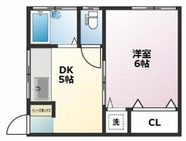 須田アパート(1DK/2階)の間取り写真