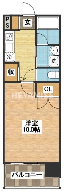 フロンティアエム(1K/3階)の間取り写真