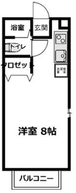 アーバンオアシスケー&ワイ(1K/2階)の間取り写真