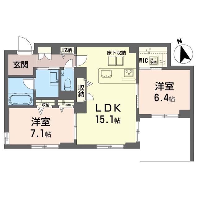 ソレイユ ルヴァン(2LDK/1階)の間取り写真