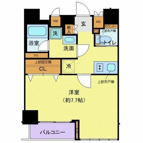 ディアレイシャス市谷薬王寺(1K/9階)の間取り写真