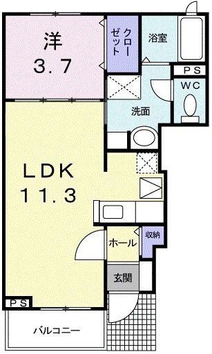 パークサイド(1LDK/1階)の間取り写真