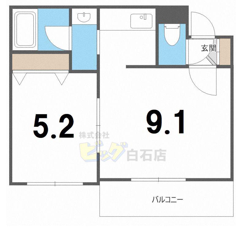 コンフォートステイ南郷通(1LDK/2階)の間取り写真