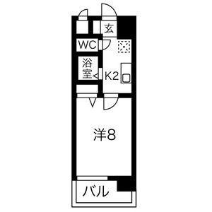 ヒルズ新栄(1K/5階)の間取り写真
