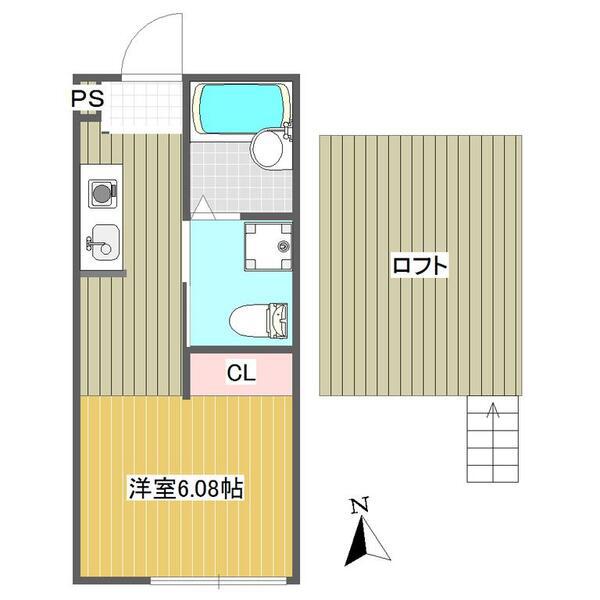 エスポワール弘明寺(ワンルーム/2階)の間取り写真