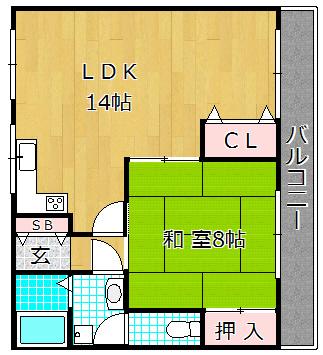 コーポラス美光(1LDK/3階)の間取り写真