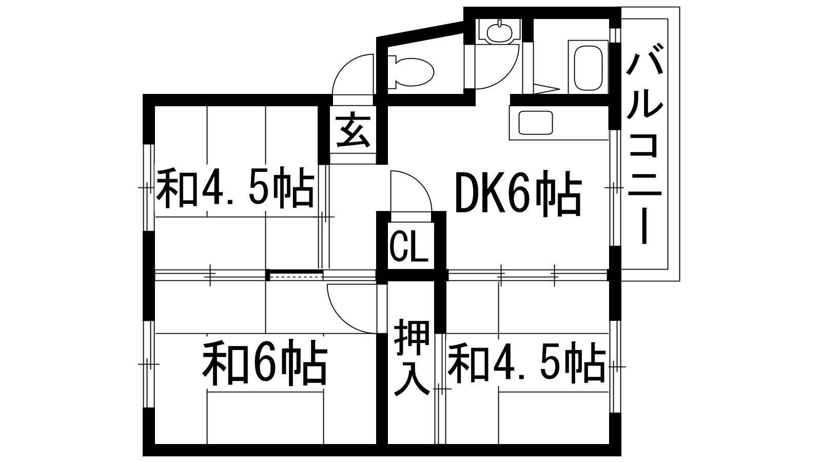 伊丹鴻池8B号棟(3DK/3階)の間取り写真