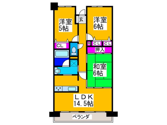 東急ドエルアルス泉北深井(3LDK/4階)の間取り写真