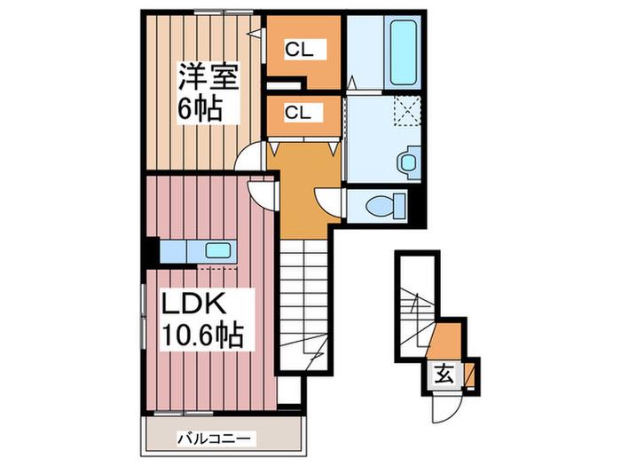 BRISE(1LDK/2階)の間取り写真