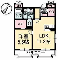 NFツインズ B棟(1LDK/3階)の間取り写真