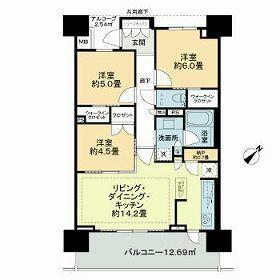 ザ・パークハウス船堀(3SLDK/5階)の間取り写真