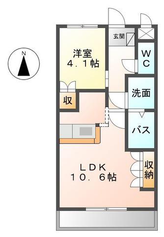 ウエストウィン(1LDK/3階)の間取り写真