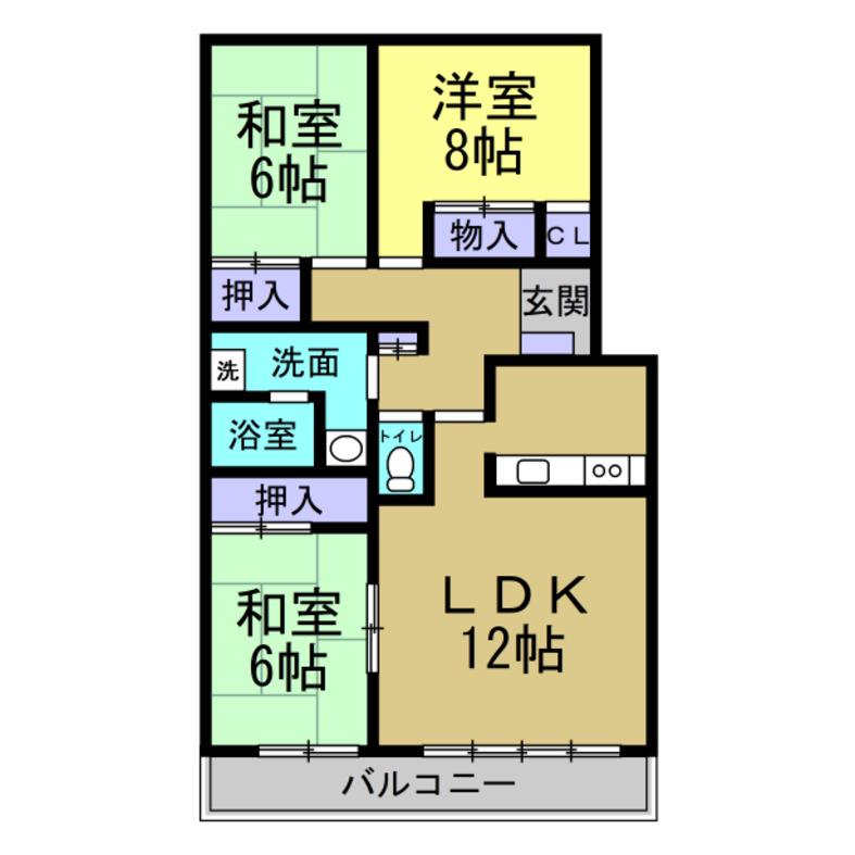 大豊ヒルズ(3LDK/3階)の間取り写真