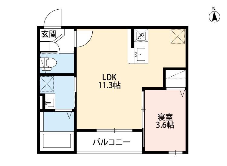プランドール平安通(1LDK/2階)の間取り写真