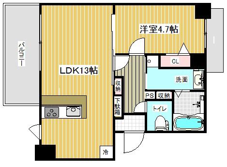 グランティーク下沢通(1LDK/6階)の間取り写真