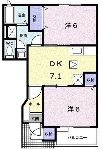 グレイスヒルC(2DK/1階)の間取り写真