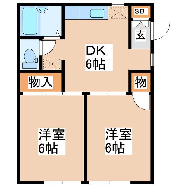 ビラ沖田 E棟(2DK/1階)の間取り写真