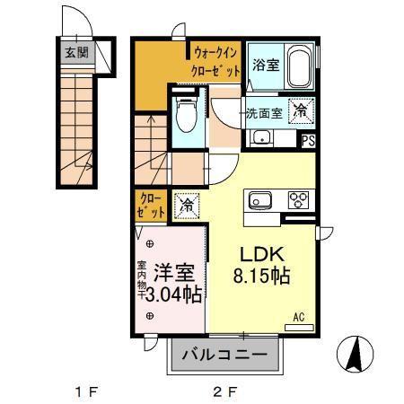 グランツ(1LDK/2階)の間取り写真