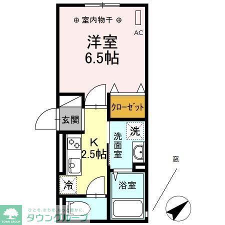 クレール藤沢II(1K/2階)の間取り写真