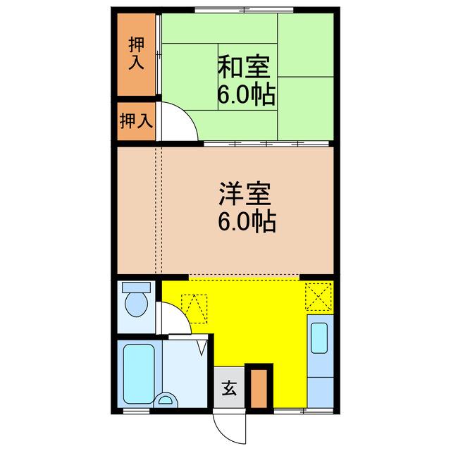 フォレスト48(2K/2階)の間取り写真