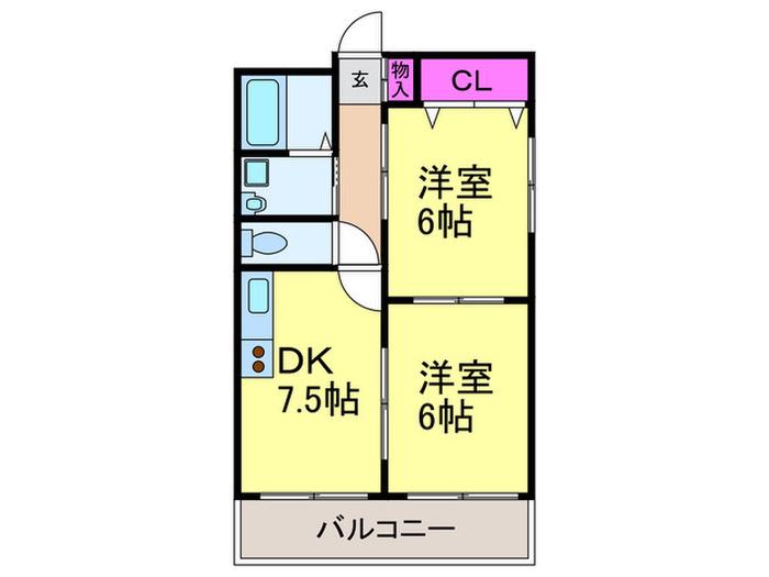 ハイツハーベスト(2DK/3階)の間取り写真