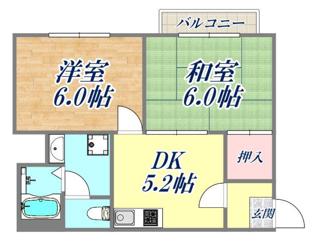 伊丹坂ハイツ(2DK/2階)の間取り写真