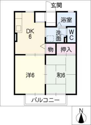 オレンジハウス東館(2DK/1階)の間取り写真