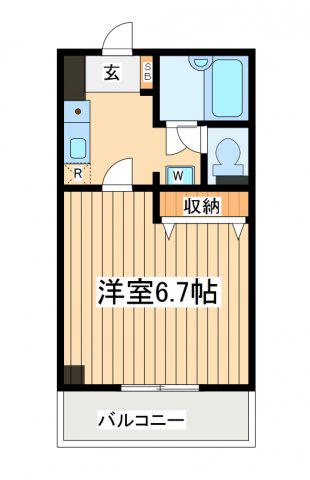 エクセレントアフィ横浜橋(1K/2階)の間取り写真