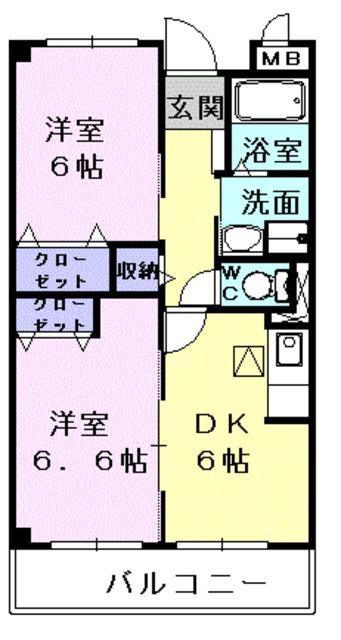 ガーデンパレス21(2DK/2階)の間取り写真