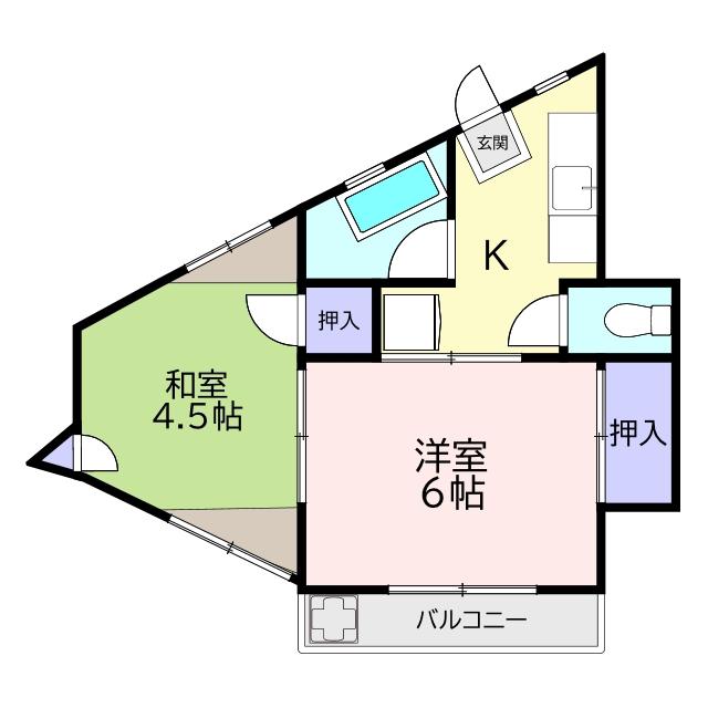 サンライズ大原(2K/3階)の間取り写真