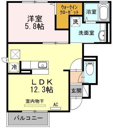 アベニール光(1LDK/1階)の間取り写真