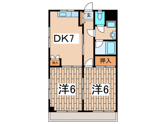 メゾンヒダB(2DK/2階)の間取り写真