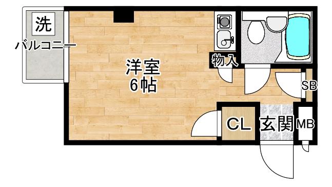 EASY BOX 緑地公園(ワンルーム/2階)の間取り写真