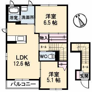 レジェンド(2LDK/2階)の間取り写真