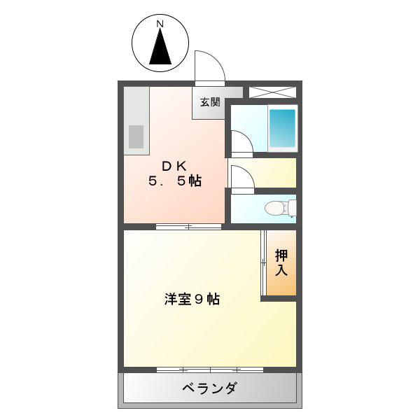 コーポカトウ(1DK/2階)の間取り写真