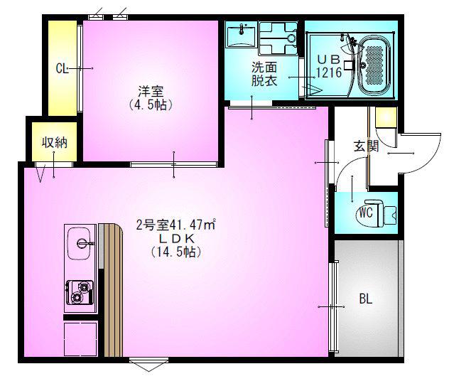 REGALEST新丸子(1LDK/1階)の間取り写真