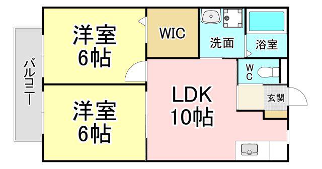 エクセルハイムB(2LDK/2階)の間取り写真