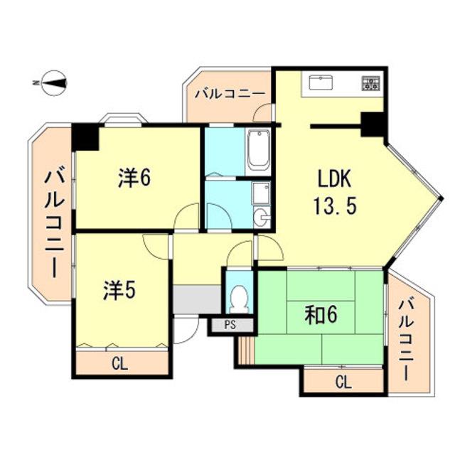 ル・パレ須磨(3LDK/10階)の間取り写真