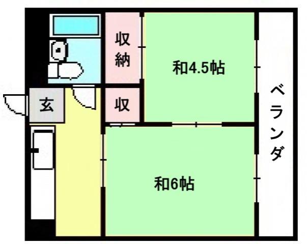 コムメイトマンション(2DK/2階)の間取り写真
