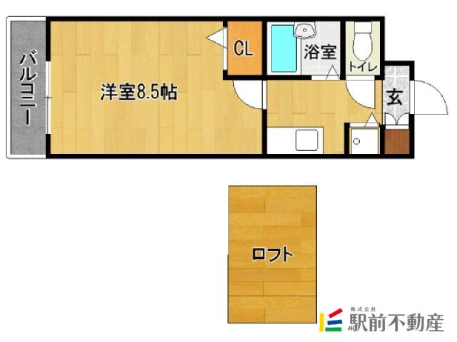 パークコート太宰府(1K/6階)の間取り写真