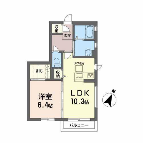 シャーメゾン千寿B(1LDK/1階)の間取り写真