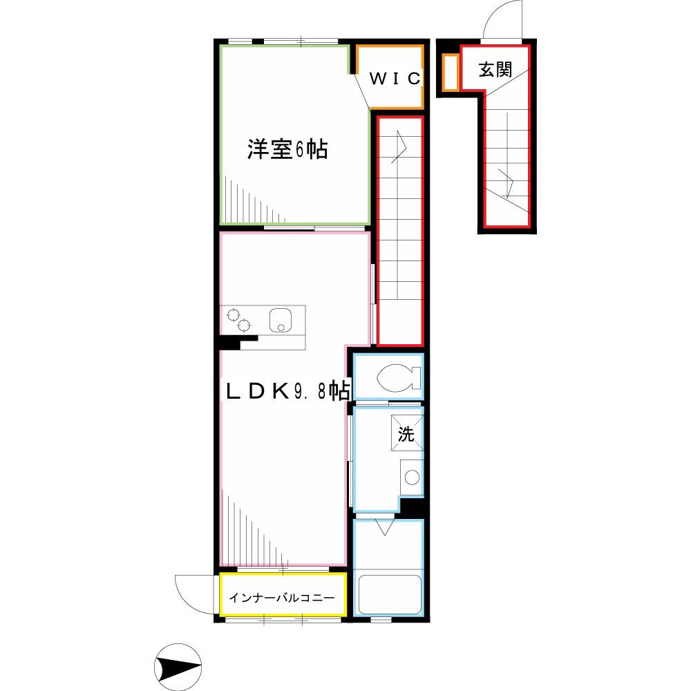 プルニール(1LDK/1階)の間取り写真