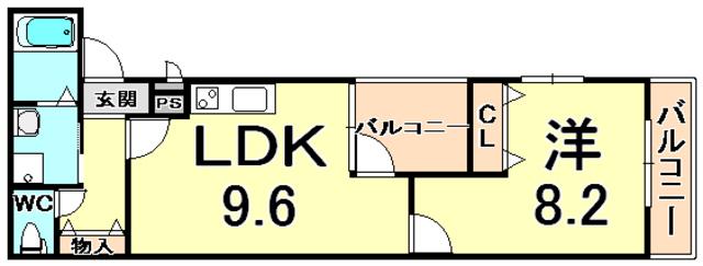 フジパレス立花町3番館(1LDK/2階)の間取り写真